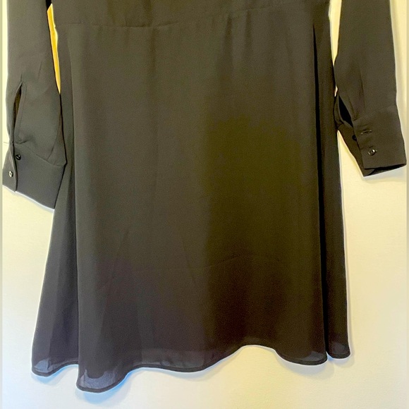43-NWT H & M Black Long Sleeve Dress Button Up with Frills Size Medium - Picture 4 of 12